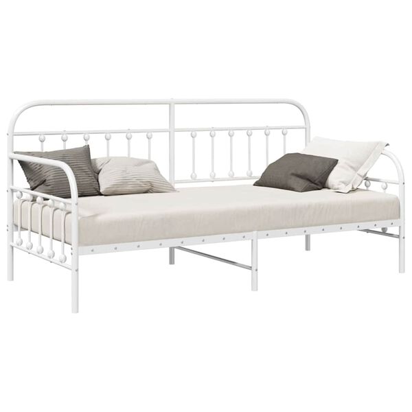 vidaXL Struttura per letto di giorno Bianco 90 x 190 cm Acciaio