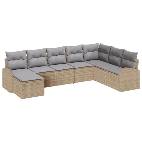 vidaXL Set di divani 8 pcs Beige e grigio chiaro polyrattan