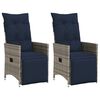 vidaXL Sedie da giardino reclinabili 2 pz con cuscini grigie in polyrattan
