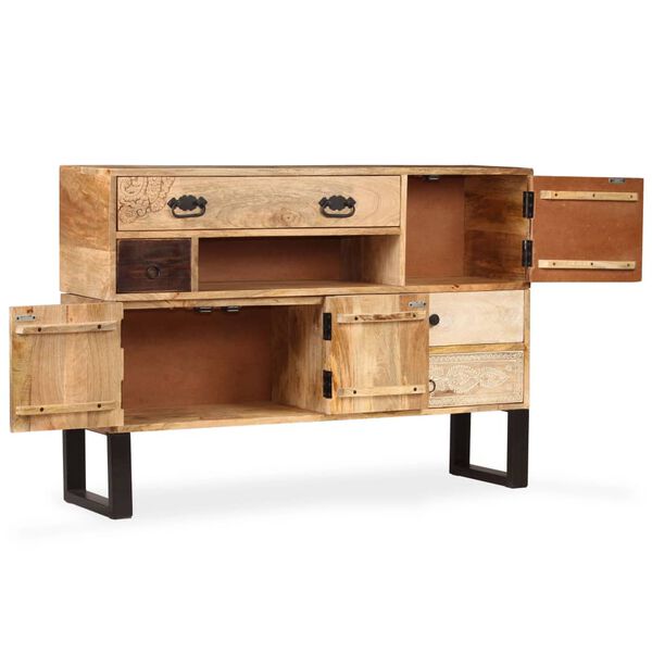 vidaXL Credenza in Legno Massello di Mango 115x30x80 cm