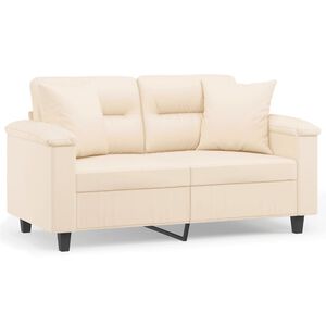 vidaXL Divano a 2 Posti con Cuscini Beige 120 cm Tessuto Microfibra