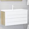 vidaXL Set Mobili Bagno 2 pz Bianco e Rovere Sonoma Legno Multistrato