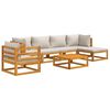 vidaXL Set Salotto Giardino 7pz Cuscini Grigio Chiaro Legno Massello