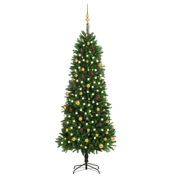 vidaXL Albero di Natale Preilluminato con Palline 240 cm Verde