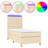 vidaXL Letto a Molle con Materasso e LED Crema 80x200 cm in Tessuto