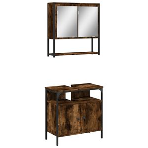 vidaXL Set Mobili da Bagno 2 pz Rovere Fumo in Legno Multistrato