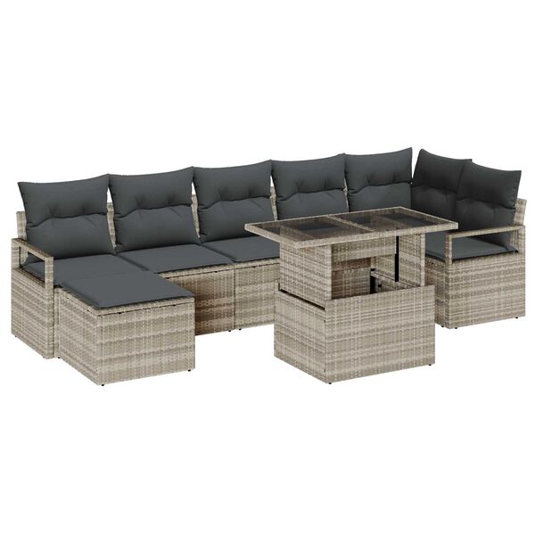 vidaXL Set Divano da Giardino 8 pcs Grigio chiaro Poly Rattan