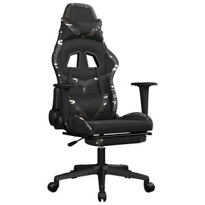 vidaXL Sedia Gaming Massaggio Poggiapiedi Nero e Mimetico Similpelle