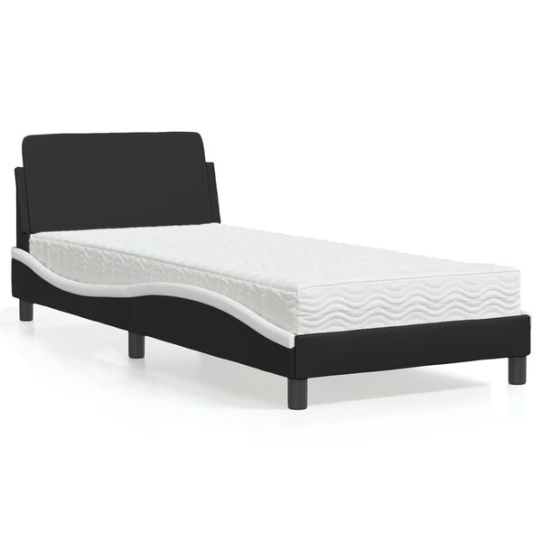 vidaXL Letto con Materasso Dover Nero e Bianco 90x200 cm in Similpelle