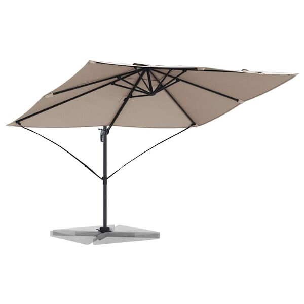 vidaXL Parasol Roma a braccio Tortora e Nero 352 x 251 x 260 cm