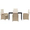 vidaXL Set da Pranzo per Giardino con cuscino 5 pcs Beige polyrattan