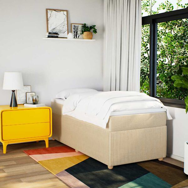 vidaXL Giroletto a Molle con Materasso Crema 100x200 cm in Tessuto