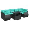 vidaXL Set Divani da Giardino con Cuscini 8 pz Nero Polyrattan Acacia