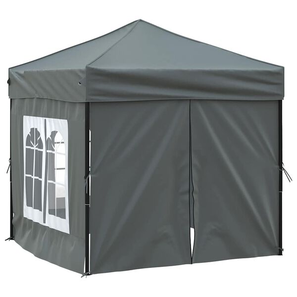 vidaXL Tenda per Feste Pieghevole con Pareti Laterali Antracite 2x2 m