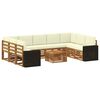 vidaXL Set divani 10 pcs Naturale e Crema Legno di Acacia Massello