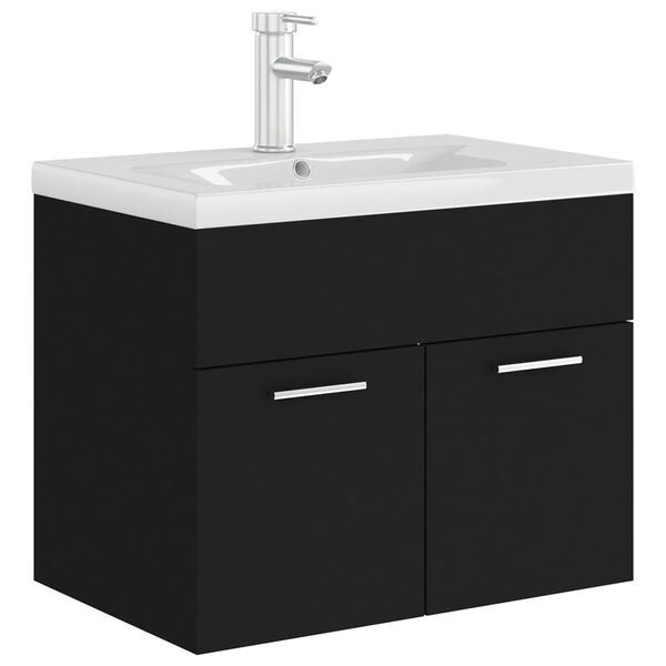 vidaXL Mobile con Lavabo Integrato Nero in Legno Multistrato