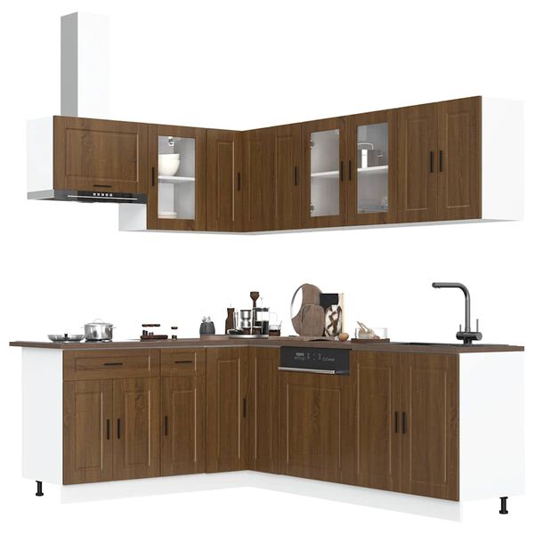 vidaXL Set Mobili da Cucina 11 pz Porto Rovere Marrone in Truciolato