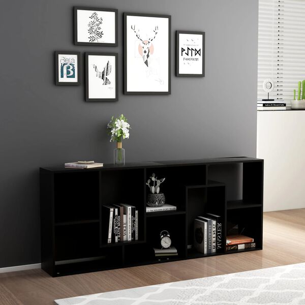 vidaXL Libreria Nera 67x24x161 cm in Legno Multistrato