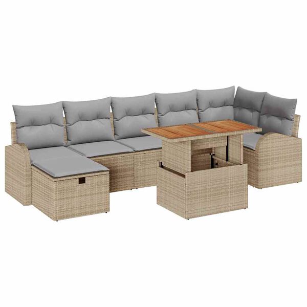 vidaXL Set Divano da Giardino 8 pcs Beige polyrattan