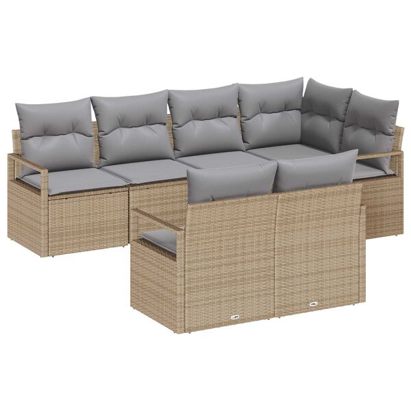 vidaXL Set Divano da Giardino 7 pcs Beige e Grigio Chiaro polyrattan