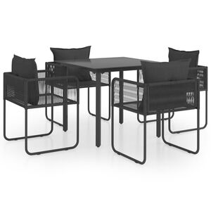 vidaXL Set da Pranzo da Giardino 5 pz in Rattan PVC Nero