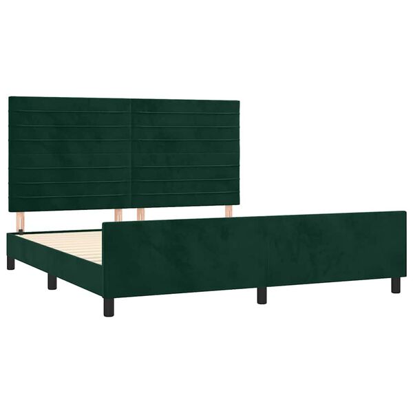 vidaXL Giroletto senza Materasso Verde Scuro 160x200 cm in Velluto