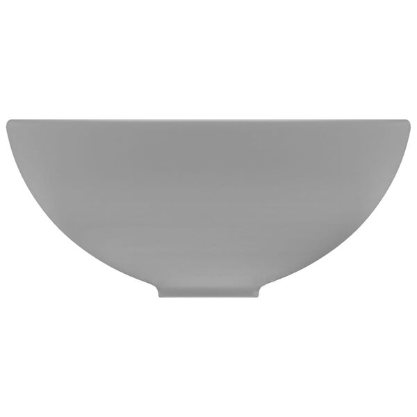 vidaXL Lavandino Lusso Rotondo Grigio Chiaro Opaco 32,5x14 cm Ceramica