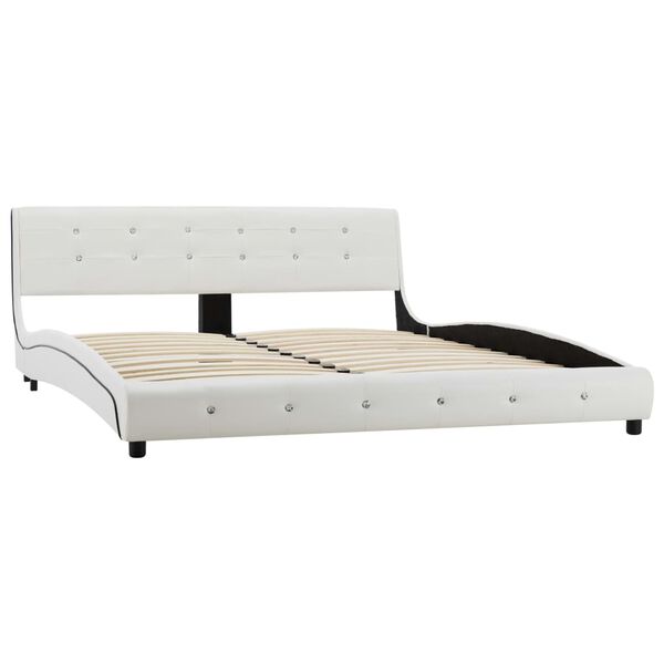 vidaXL Letto con Materasso Bianco in Similpelle 160x200 cm
