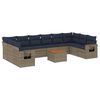 vidaXL Set Divani da Giardino 11 pz con Cuscini Grigio in Polyrattan