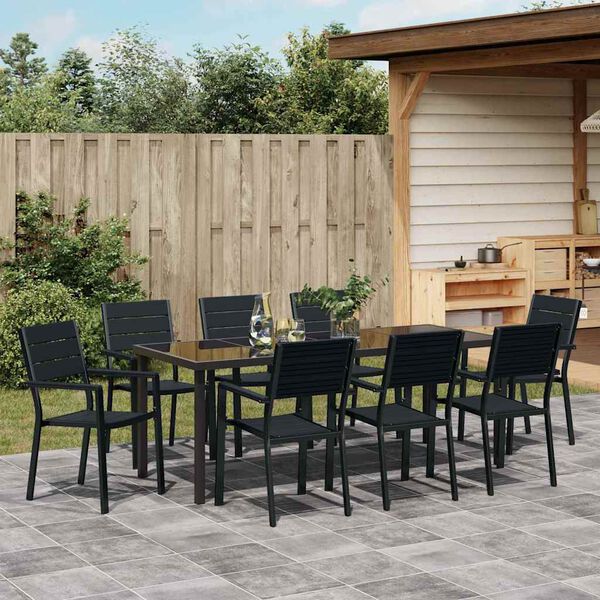 vidaXL Set da Pranzo per Giardino 9 pcs Nero