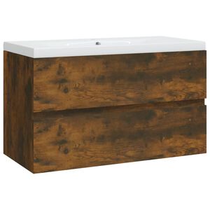 vidaXL Mobile Bagno con Lavabo Integrato Rovere Fumo Legno Multistrato