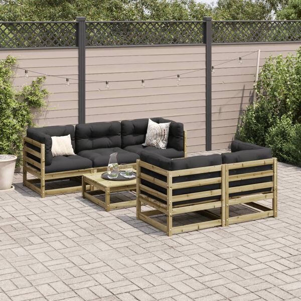 vidaXL Set Divani da Giardino 6 pz in Legno Impregnato di Pino
