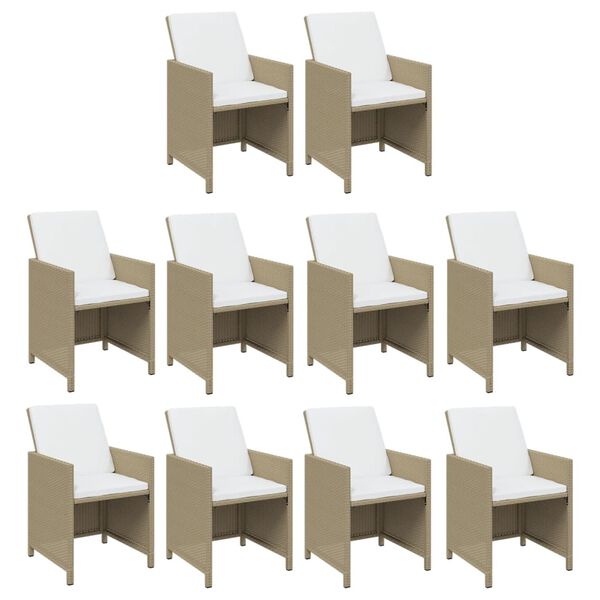 vidaXL Set da Pranzo da Giardino 15 pz con Cuscini in Polyrattan Beige