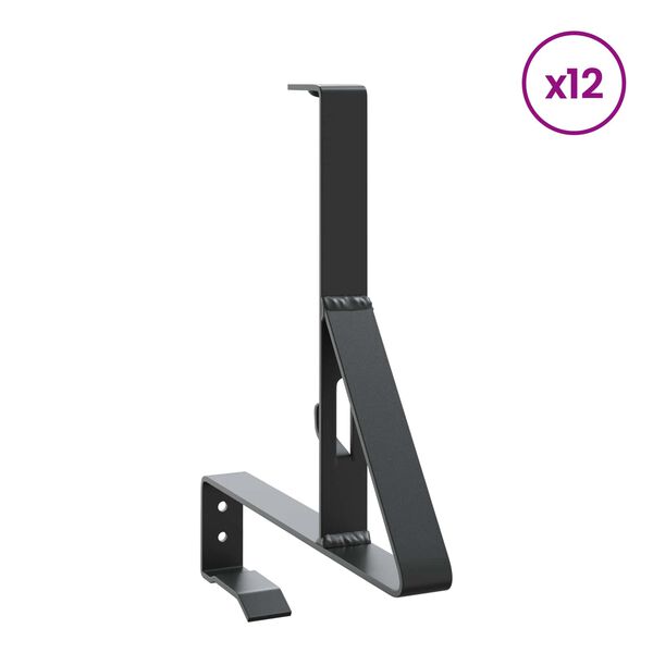 vidaXL Supporto per guardia della neve 12 pcs Nero 29,5 x 3 x 34,5 cm