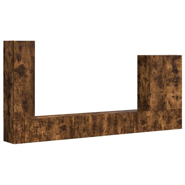 vidaXL Set di Mobiletto da TV a Parete 6 pcs Rovere fum&eacute;