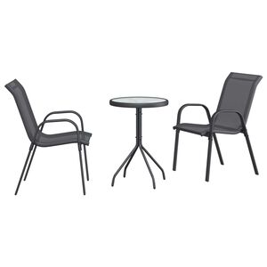 vidaXL Set Bistro da Giardino 3 pcs Grigio Acciaio