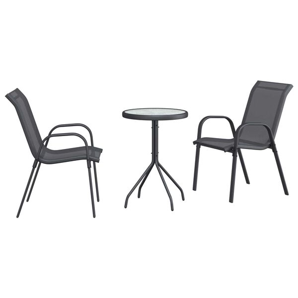 vidaXL Set Bistro da Giardino 3 pcs Grigio Acciaio