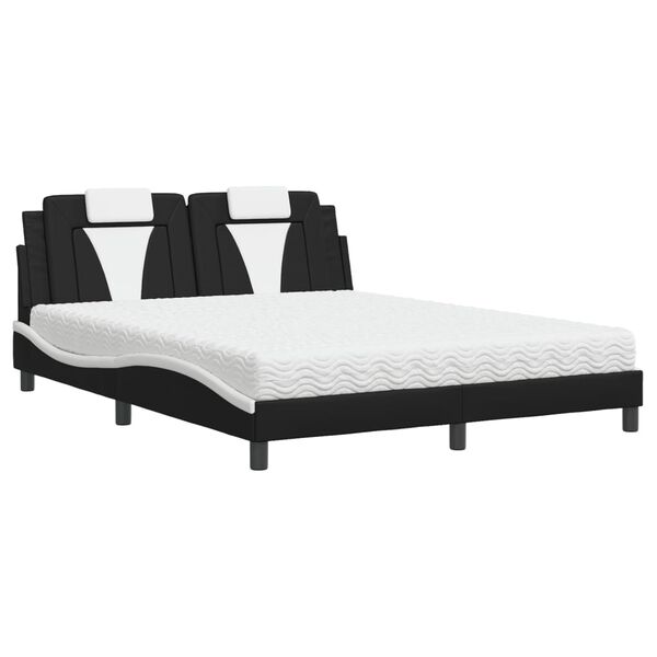 vidaXL Letto Viana con Materasso Nero e Bianco 160x200cm Similpelle