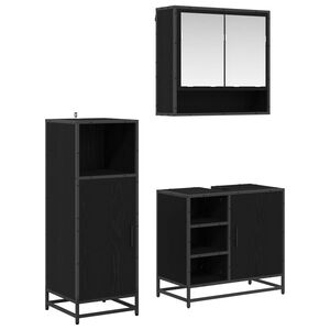 vidaXL Set di mobili per il bagno 3 pz Rovere Nero 35 x 37,5 x 100 cm