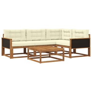 vidaXL Set di divani da esterno con cuscino 5 pcs Naturale e Crema