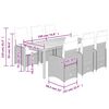 vidaXL Set Bistr&ograve; da Giardino 9 pz con Cuscini in Polyrattan Grigio