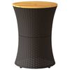 vidaXL Tavolino Giardino Forma Tamburo Nero Polyrattan Legno Massello