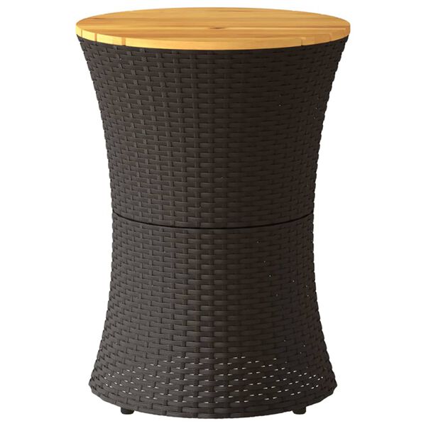 vidaXL Tavolino Giardino Forma Tamburo Nero Polyrattan Legno Massello