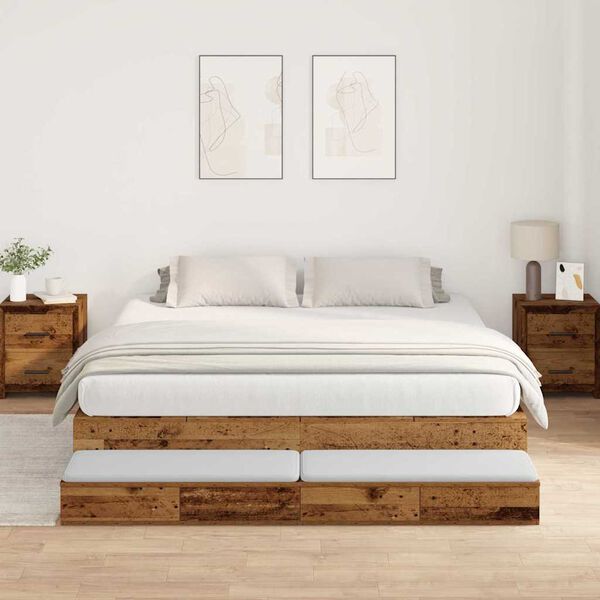 vidaXL Struttura letto con contenitore Legno vecchio 200 cm