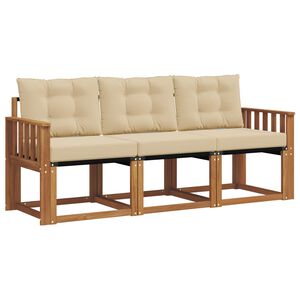vidaXL Set di divani da esterno con cuscino 3 pcs Naturale e Beige
