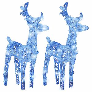vidaXL Renne di Natale 2 pz Blu 80 LED in Acrilico