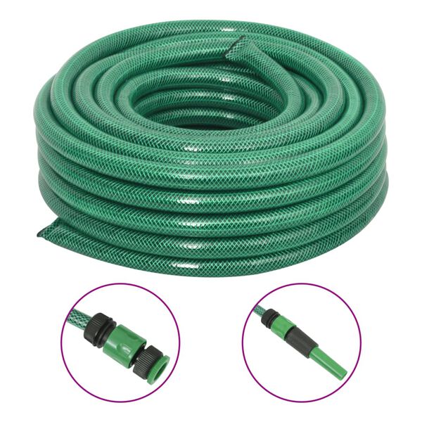 vidaXL Set Tubo da Giardino con Raccordi Verde 0,75" 10 m in PVC