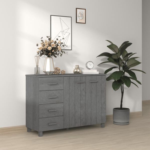 vidaXL Credenza HAMAR Grigio Scuro 113x40x80 cm Legno Massello di Pino