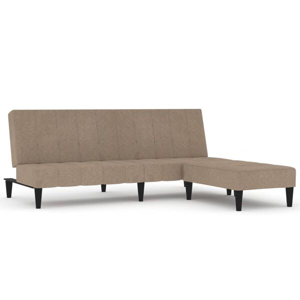 vidaXL Divano Letto a 2 Posti con Sgabello Tortora in Microfibra