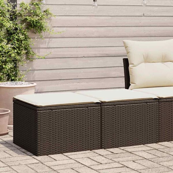vidaXL Set Divano Giardino 4 pz con Cuscini Marrone Polyrattan Acacia